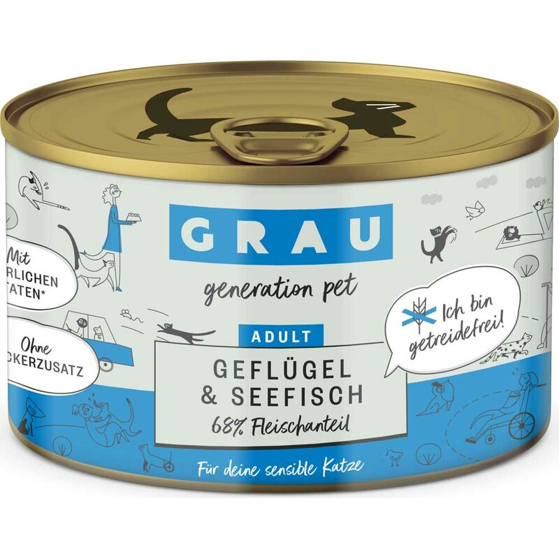 Grau Katzenfutter Geflügel & Seefisch 200 g (9,45 € pro 1 kg) von Grau