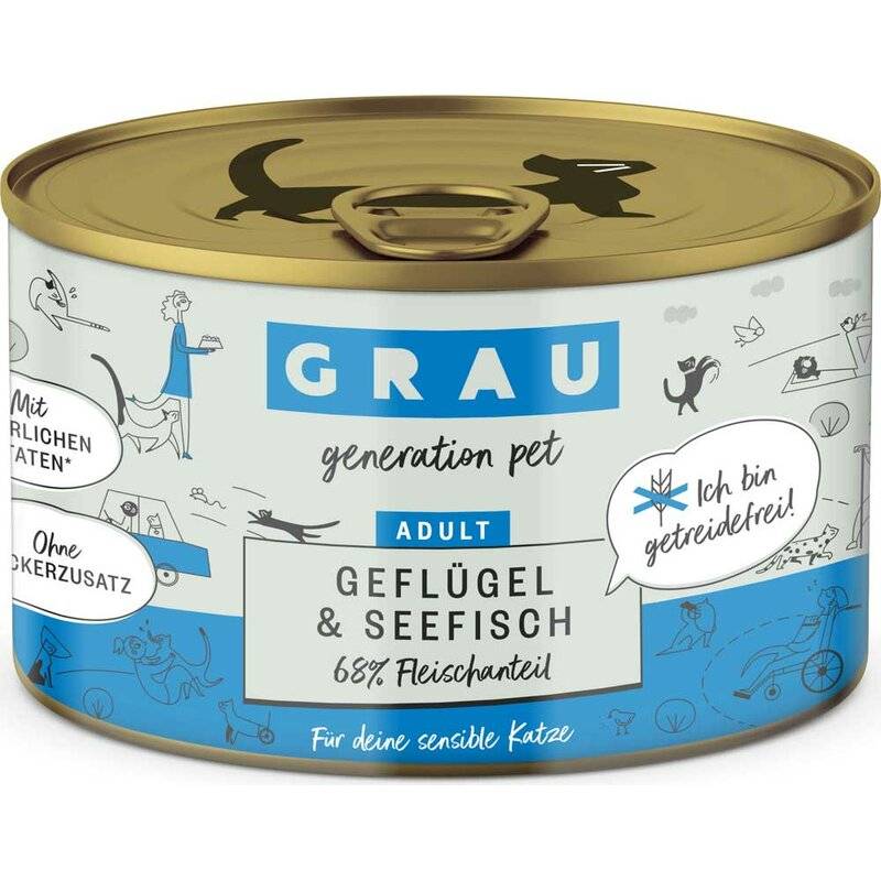 Grau Katzenfutter Geflügel & Seefisch 200 g (9,45 € pro 1 kg) von Grau