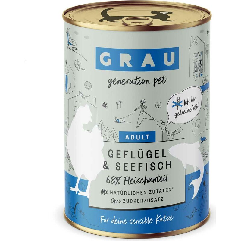 Grau Katzenfutter Geflügel & Seefisch 400 g (6,72 € pro 1 kg) von Grau