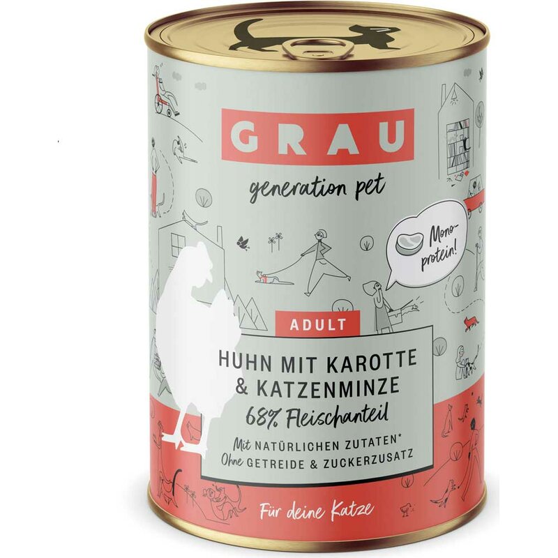 Grau Katzenfutter Huhn mit Karotte & Katzenminze 400 g (6,72 € pro 1 kg) von Grau