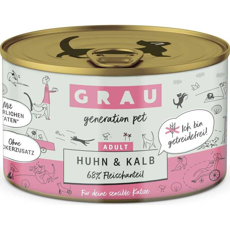 Grau Katzenfutter Huhn & Kalb 200 g (9,45 € pro 1 kg) von Grau