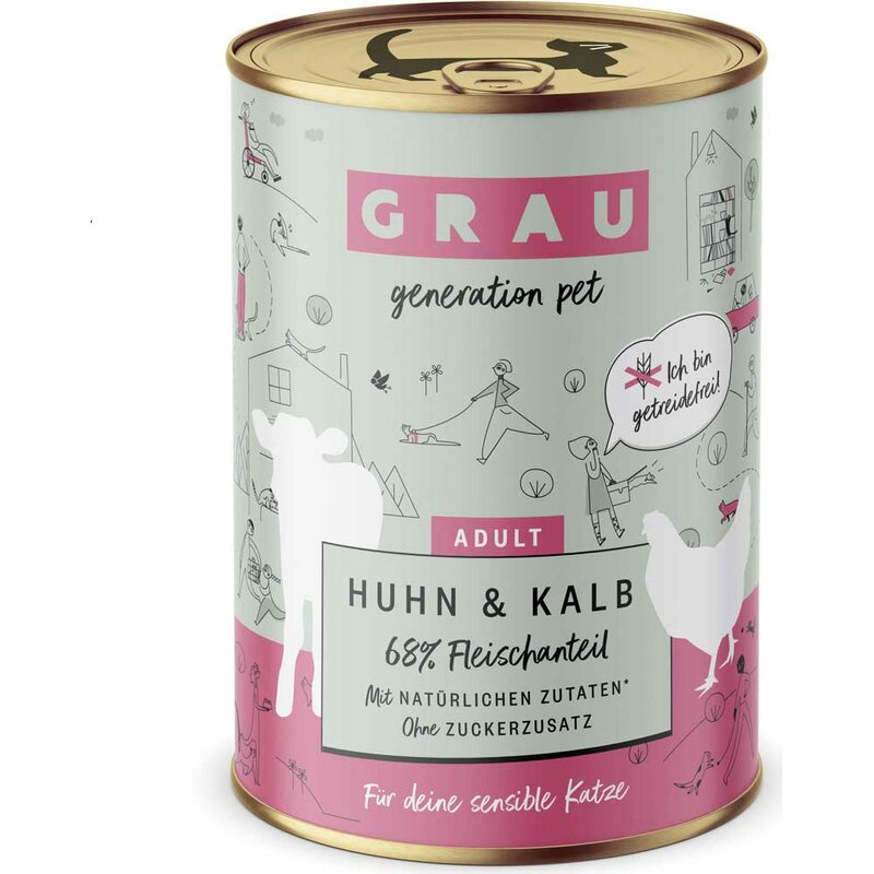 Grau Katzenfutter Huhn & Kalb 400 g (6,72 € pro 1 kg) von Grau