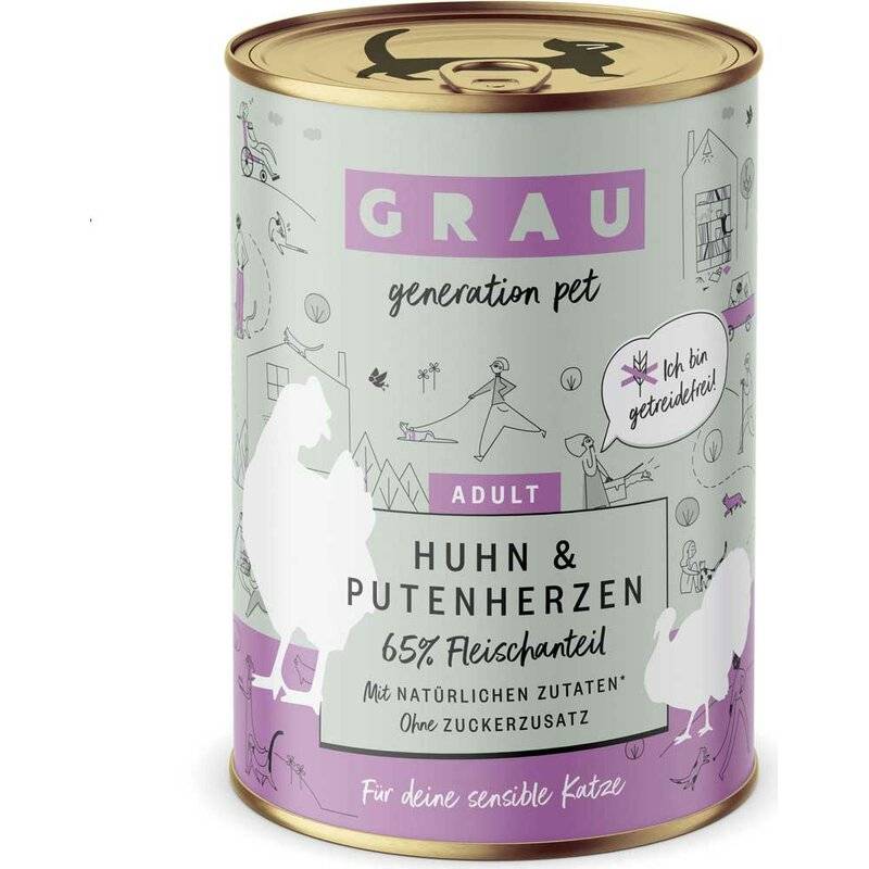 Grau Katzenfutter Huhn & Putenherzen 400 g (6,72 € pro 1 kg) von Grau