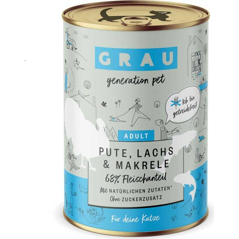Grau Katzenfutter Pute, Lachs & Makrele 400 g (6,72 € pro 1 kg) von Grau