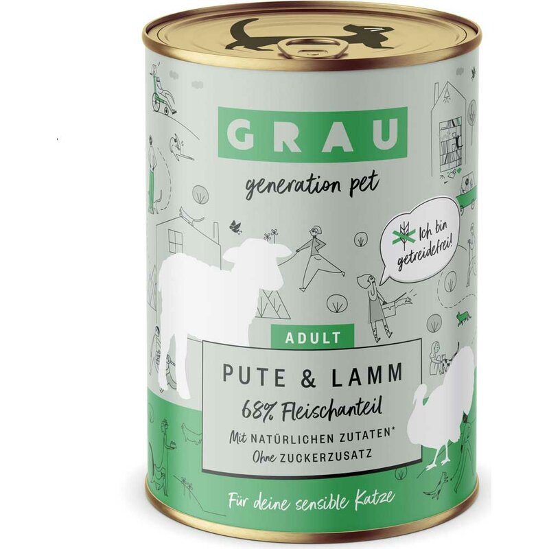 Grau Katzenfutter Pute & Lamm 400 g (6,72 € pro 1 kg) von Grau