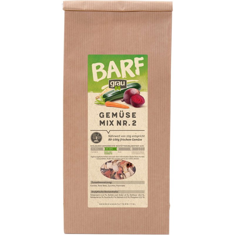 Grau Barf Gem�semix Mischung Nr.2 - 500 g (19,60 € pro 1 kg) von Grau