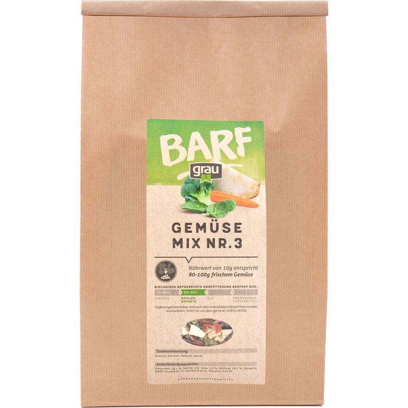 Grau Barf Gemüsemix Mischung Nr.3 - 1,2 kg (15,96 € pro 1 kg) von Grau