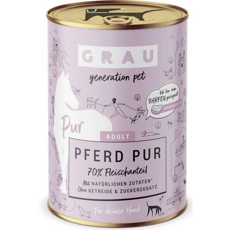 Grau Adult Pferd Pur 400 g (9,23 € pro 1 kg) von Grau