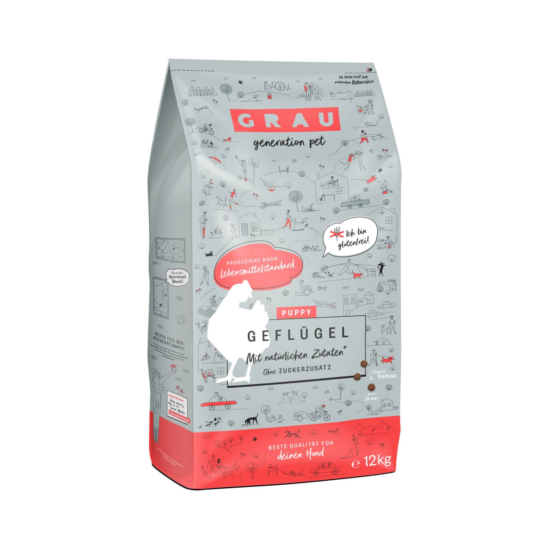 Grau Glutenfreies Hundefutter Welpe Geflügel - 12 kg von Grau