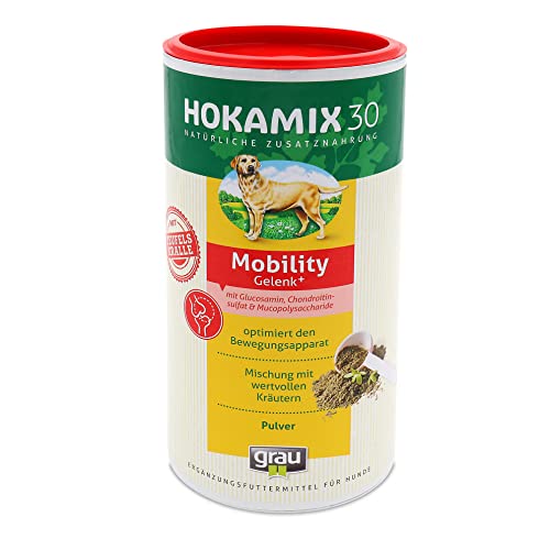 GRAU - das Original - HOKAMIX30 Mobility Gelenkpulver, natürliche Kräutermischung bei Gelenkproblemen, mit Grünlippenmuschel und Teufelskralle, 1er Pack (1 x 750 g), Ergänzungsfuttermittel für Hunde von Grau