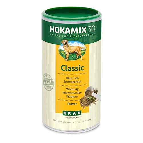 GRAU - das Original - HOKAMIX30 Classic Pulver, Alleskönner-Kräutermischung für Hunde, 30 wichtige Kräuter zur Vorsorge, 1er Pack (1 x 800 g), Ergänzungsfuttermittel für Hunde von Grau