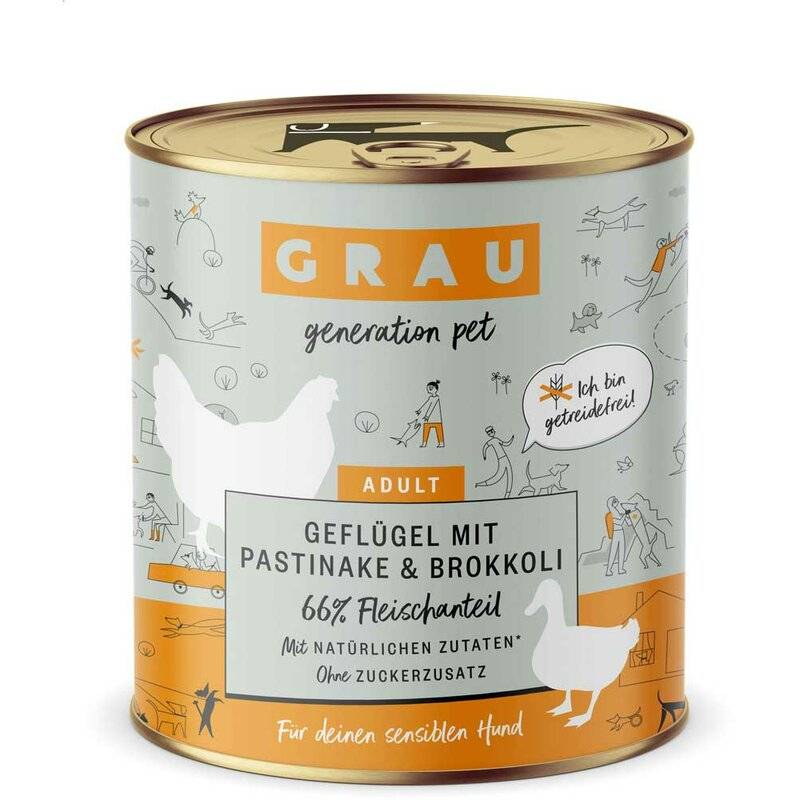 Grau Hund Gefl�gel mit Pastinake & Brokkoli 800 g (5,36 € pro 1 kg) von Grau