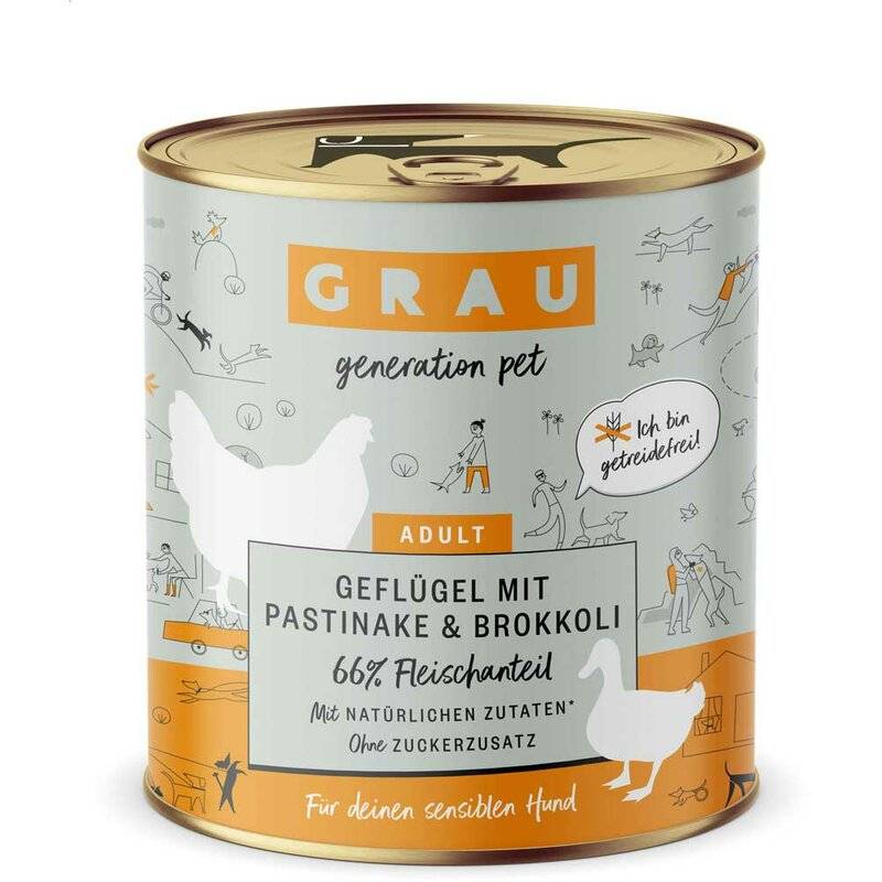 Grau Hund Geflügel mit Pastinake & Brokkoli 800 g (5,36 € pro 1 kg) von Grau
