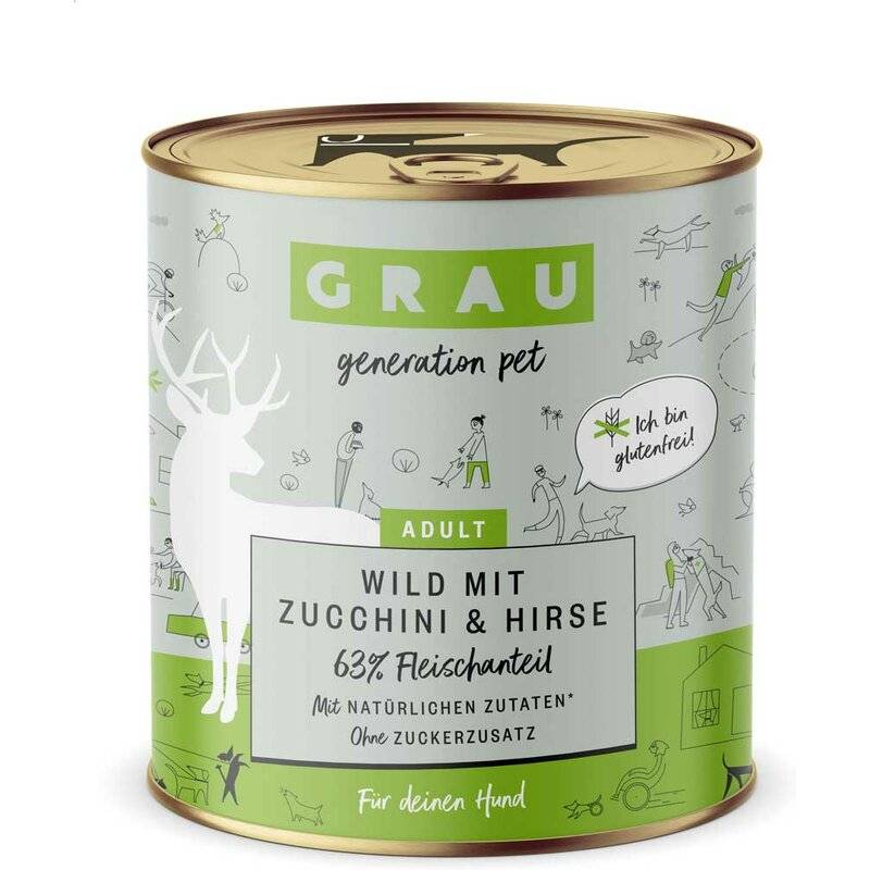 Grau Hund Wild mit Zucchini & Hirse 800 g (5,36 € pro 1 kg) von Grau