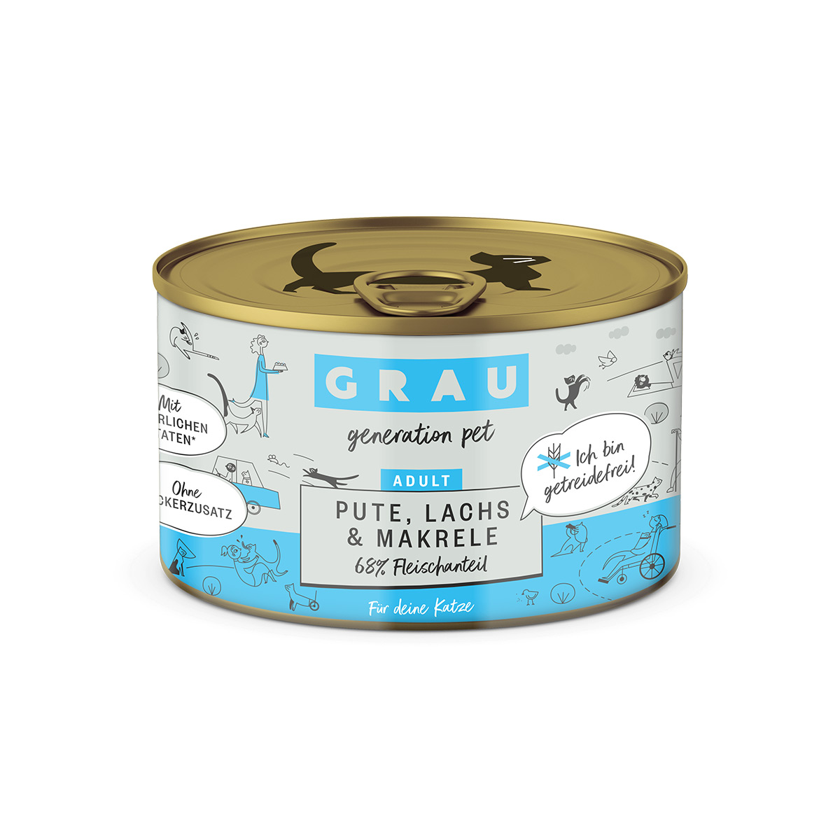 Grau Katze Pute, Lachs, Makrele 24 x 200g Grau Katze Pute, Lachs, Makrele 24 x 200g von Grau