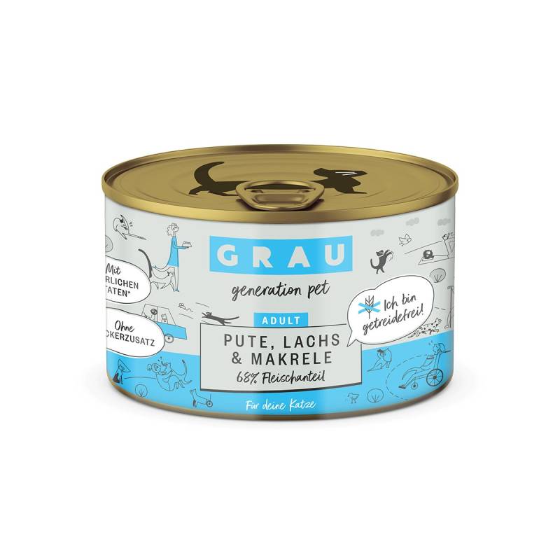 Grau Katze Pute, Lachs, Makrele 6 x 200g von Grau