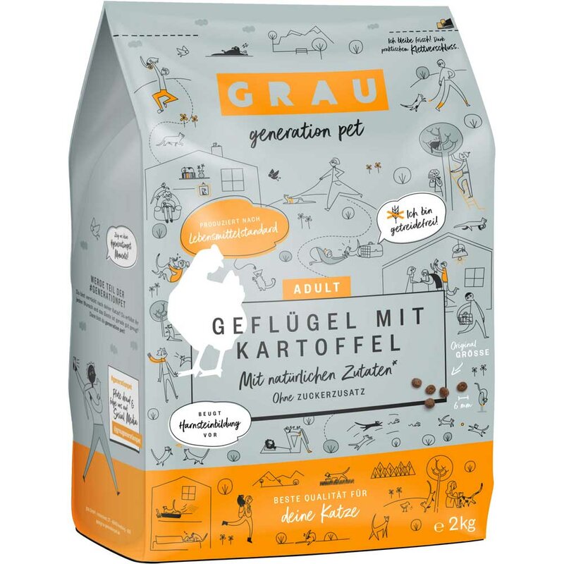 Grau Katzenfutter Gefl�gel mit Kartoffel 2 kg (10,97 € pro 1 kg) von Grau