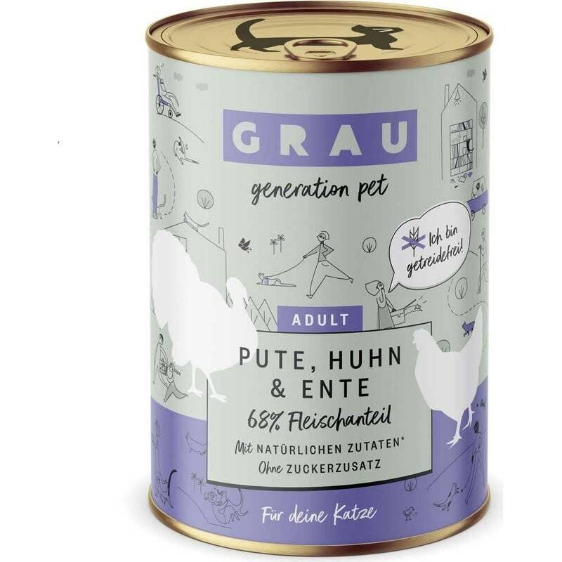 Grau Katzenfutter Pute, Huhn & Ente 400 g (6,72 € pro 1 kg) von Grau
