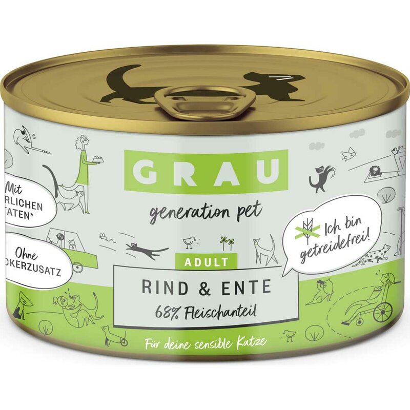 Grau Katzenfutter Rind & Ente 200 g (9,45 € pro 1 kg) von Grau