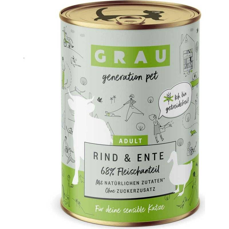 Grau Katzenfutter Rind & Ente 400 g (6,72 € pro 1 kg) von Grau