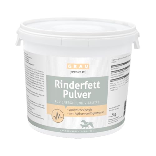 Grau Rinderfett Pulver | 2 kg | Ergänzungsfuttermittel für Hunde und Katzen | Bei hohem Energiebedarf, Appetitlosigkeit oder für unterernährte Fellnasen| Mit Fett und Glucose von Grau