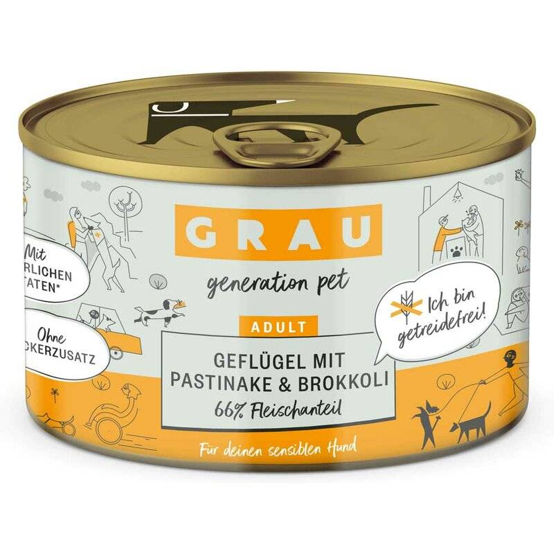 Grau Hund Gefl�gel mit Pastinake & Brokkoli 200 g (9,95 € pro 1 kg) von Grau
