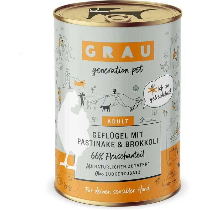 Grau Hund Gefl�gel mit Pastinake & Brokkoli 400 g (6,98 € pro 1 kg) von Grau