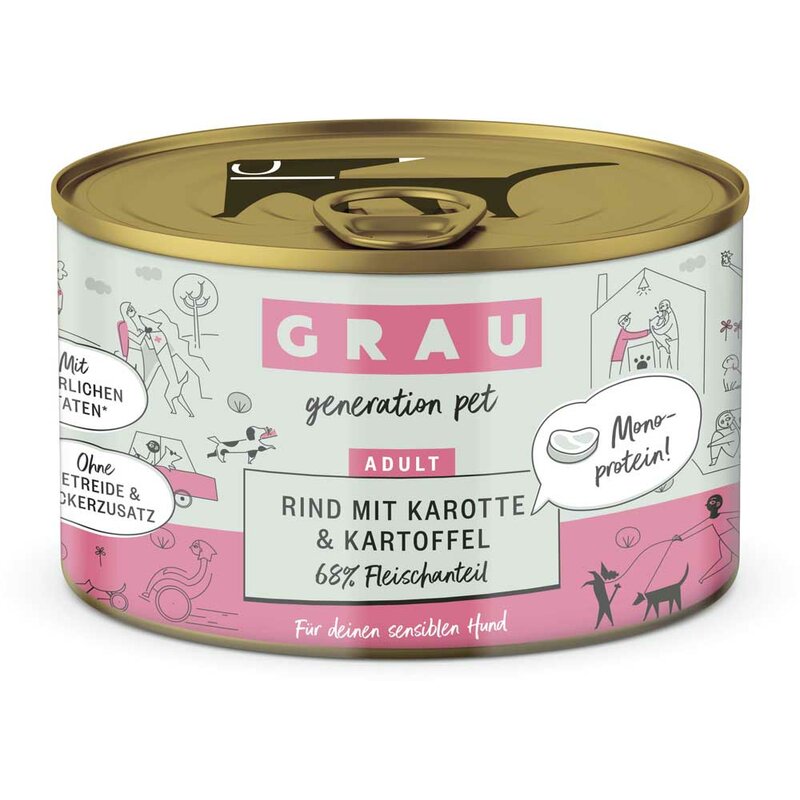 Grau Hund Rind mit Karotte & Kartoffel 200 g (9,95 € pro 1 kg) von Grau