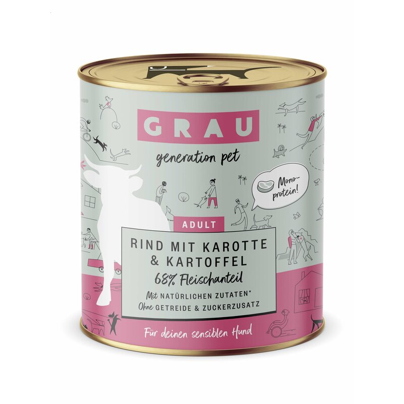 Grau Hund Rind mit Karotte & Kartoffel 800 g (5,36 € pro 1 kg) von Grau