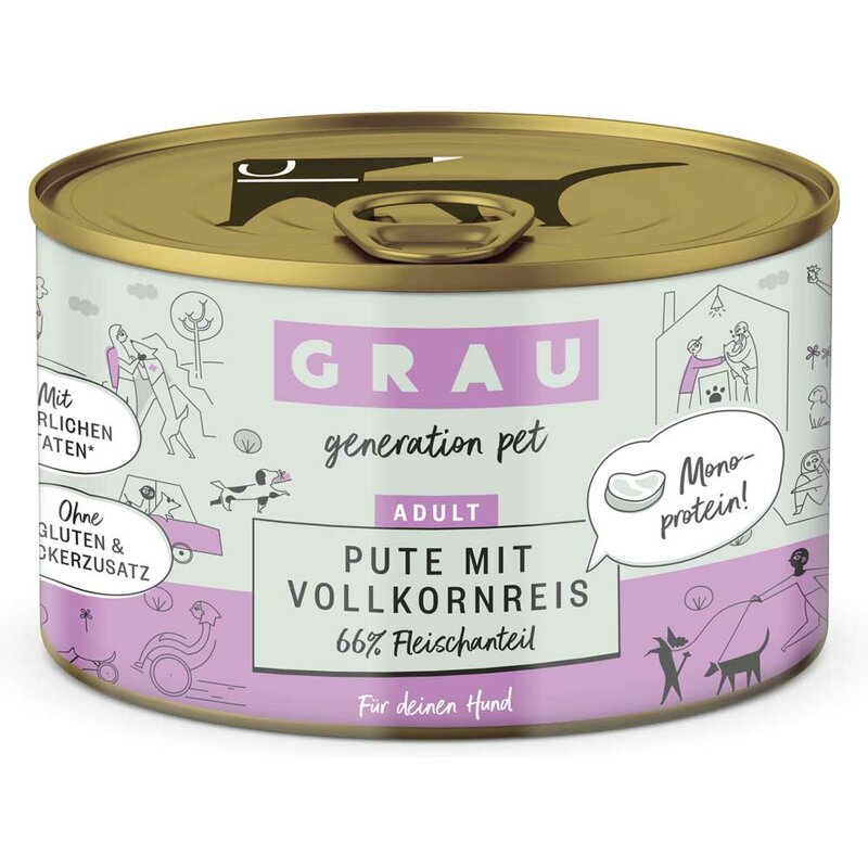 Grau Hund Pute mit Vollkornreis 200 g (9,95 € pro 1 kg) von Grau