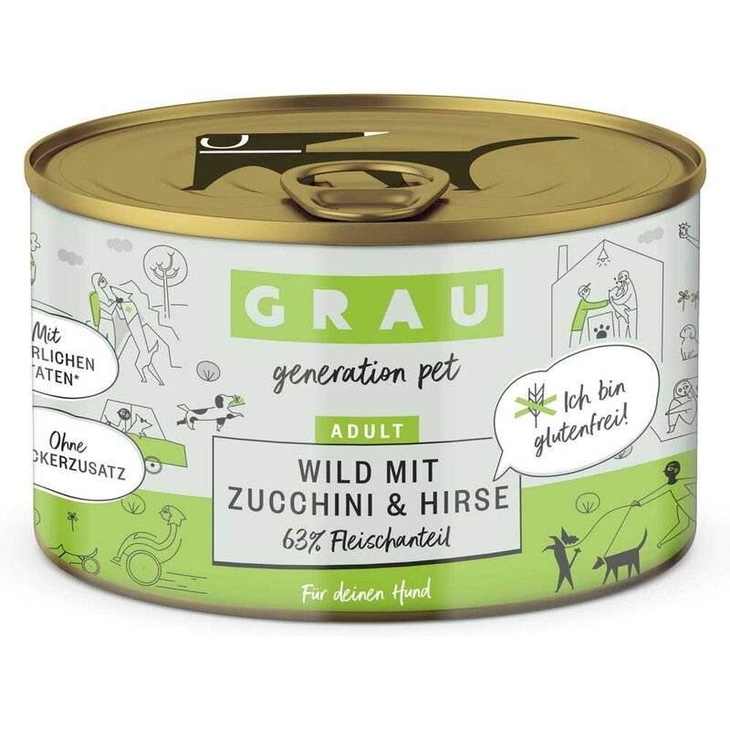 Grau Hund Wild mit Zucchini & Hirse 200 g (9,95 € pro 1 kg) von Grau