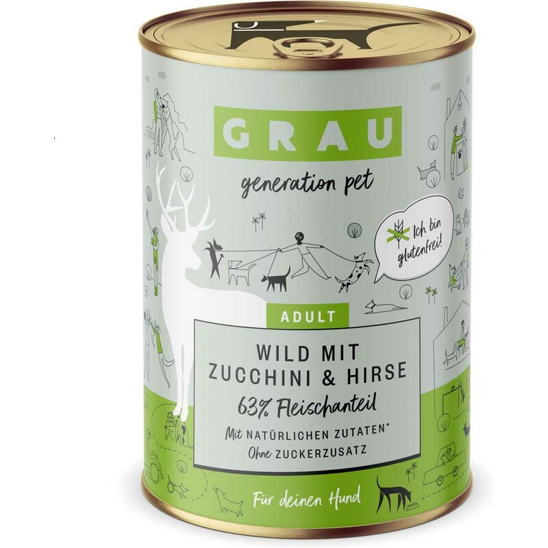 Grau Hund Wild mit Zucchini & Hirse 400 g (6,98 € pro 1 kg) von Grau