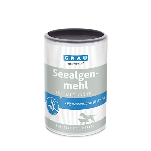 GRAU - das Original - 100 % reines Seealgenmehl, für die Fellpigmentierung, für dichtes & glänzendes Fell, 1er Pack (1 x 400 g), Ergänzungsfuttermittel für Hunde & Katzen von Grau