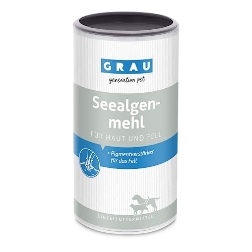 GRAU - das Original - 100 % reines Seealgenmehl, für die Fellpigmentierung, für dichtes & glänzendes Fell, 1er Pack (1 x 800 g), Ergänzungsfuttermittel für Hunde & Katzen von Grau