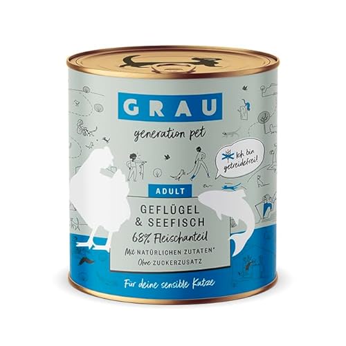 Grau – das Original – Nassfutter für Katzen - Geflügel & Seefisch, 1er Pack (1 x 800 g) von Grau
