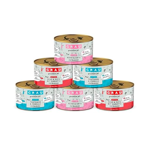 GRAU – das Original – Nassfutter für Katzen - Mischtray Kitten Generation Pet, 6er Pack (6 x 200 g), Mix aus verschiedenen Menüs, für Kitten von Grau