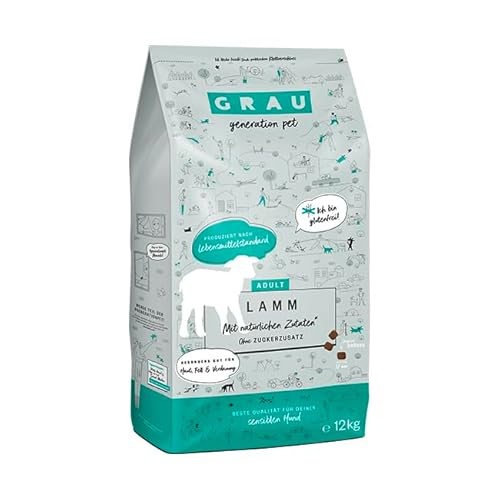GRAU – das Original – Trockenfutter für Hunde - Lamm, 1er Pack (1 x 12 kg), glutenfrei, für sensible, erwachsene Hunde von Grau