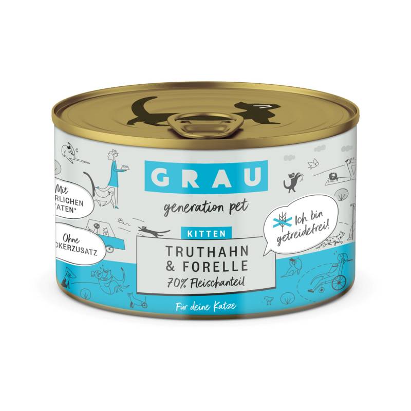 Grau getreidefreies Kittenfutter - Ente & Huhn - 6 x 200 g von Grau