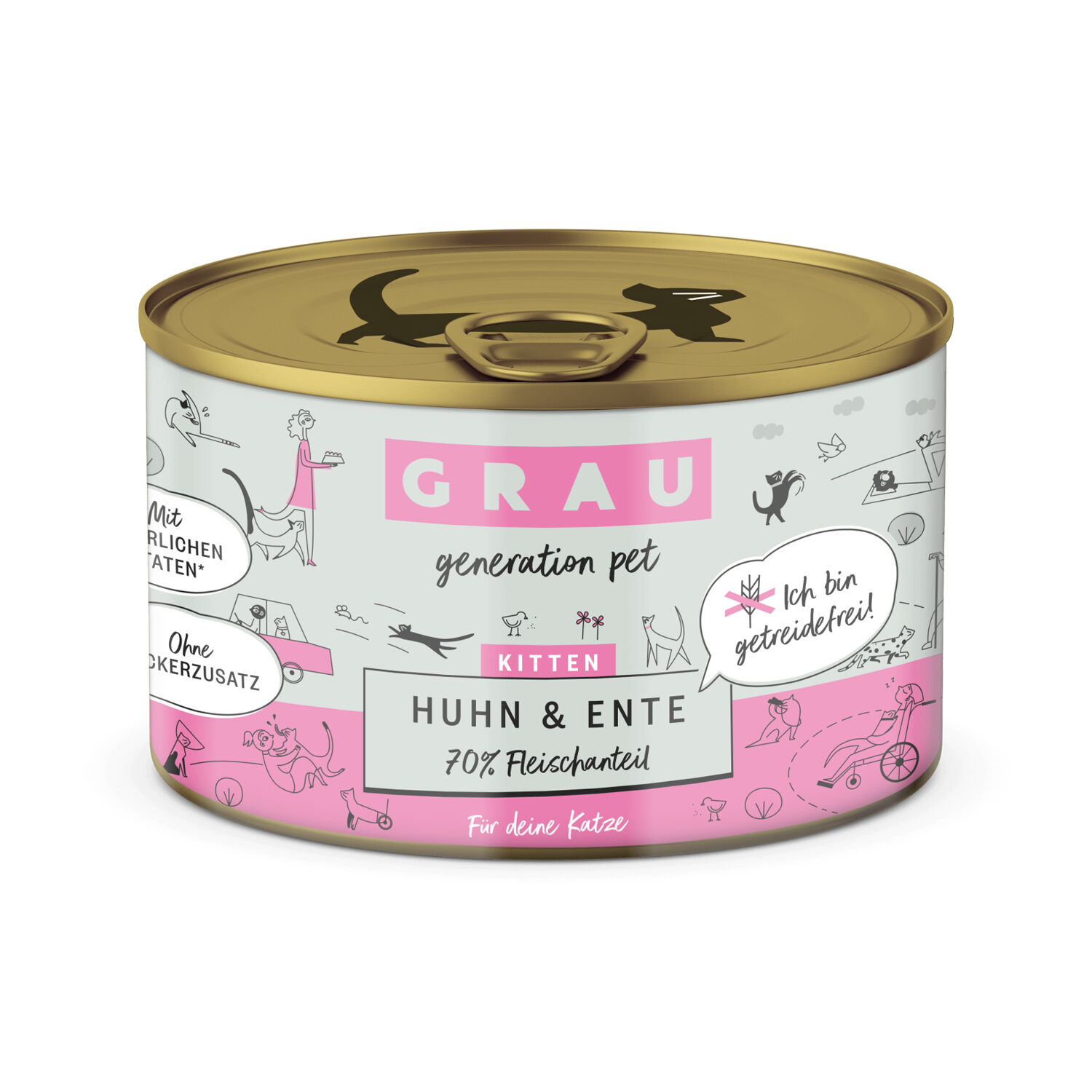 Grau getreidefreies Kittenfutter - Pute & Forelle - 6 x 200 g von Grau