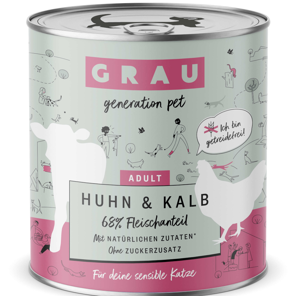 Sparpaket GRAU Adult Getreidefrei 12 x 800 g - Huhn & Kalb Sparpaket GRAU Adult Getreidefrei 12 x 800 g - Huhn & Kalb von Grau
