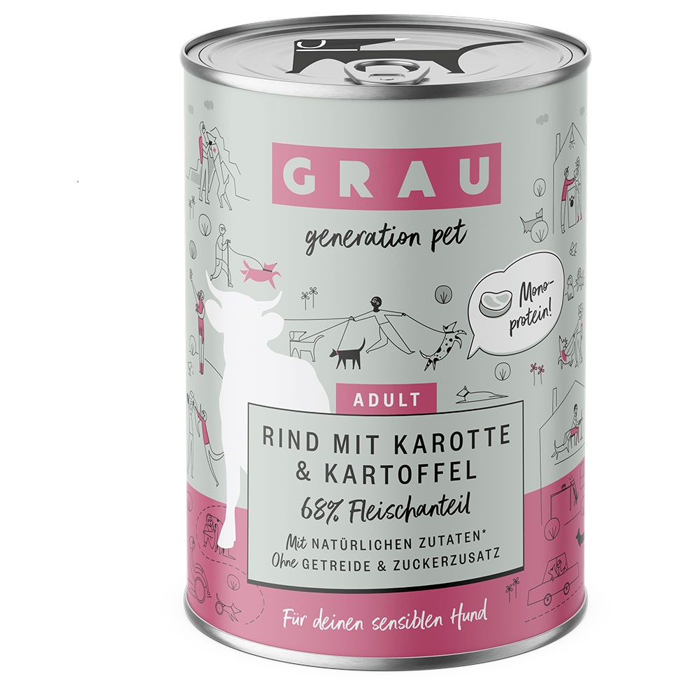 Sparpaket GRAU 12 x 400 g - Rind mit Karotte & Kartoffel von Grau