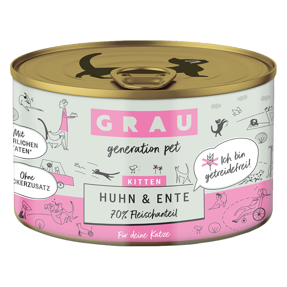 Sparpaket GRAU Kitten Getreidefrei 24 x 200 g - Huhn & Ente Sparpaket GRAU Kitten Getreidefrei 24 x 200 g - Huhn & Ente von Grau