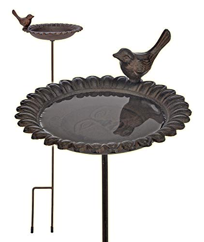 Gravidus Gusseisen-Vogeltränke mit Stab antik-braun wetterfest für Garten Balkon Terrasse von Gravidus