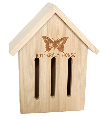 Gravidus Schmetterlingshaus Schmetterlingskasten Nistkasten mit Aufhänger aus Kiefernholz - unbehandelt & robust - Zum Schmetterlinge züchten für den Garten von Gravidus
