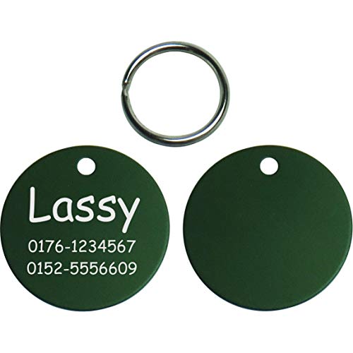 einfache runde Hundemarke mit Gravur auf Einer Seite (M (30mm), grün) von GravoTech