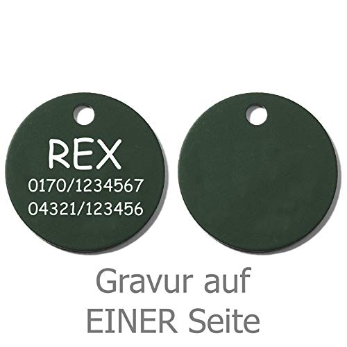 einfache runde Hundemarke mit Gravur auf Einer Seite (S (25mm), grün) von GravoTech