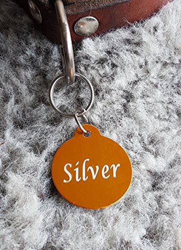 2 Stück Hundemarken Rund Adressanhänger aus Aluminium, Gravur möglich Dog Tag (Gold) von Gravuren.store