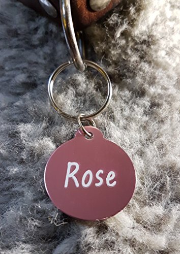 2 Stück Hundemarken Rund Adressanhänger aus Aluminium, Gravur möglich Dog Tag (Rose) von Gravuren.store