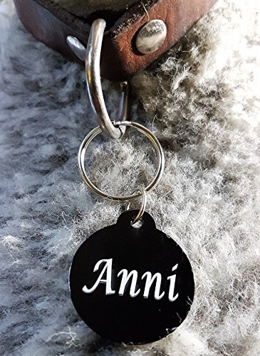 Gravuren.store 2 Stück Hundemarken Rund Adressanhänger aus Aluminium, mit Lasergravur, Dog Tag (Schwarz) von Gravuren.store