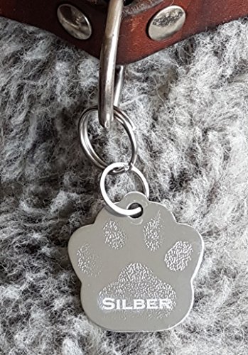 Gravuren.store 2 Stück Pfote Hundemarke Schlüsselanhänger aus Aluminium, Lasergravur, Dog Tag, Adressanhänger (Silber) von Gravuren.store